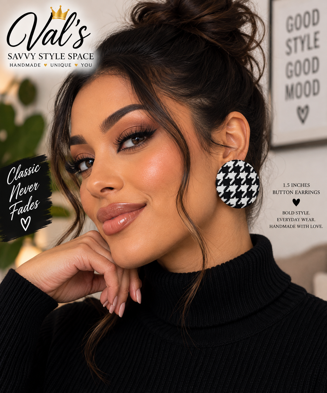 VSSS Signature Fabric Button Earrings