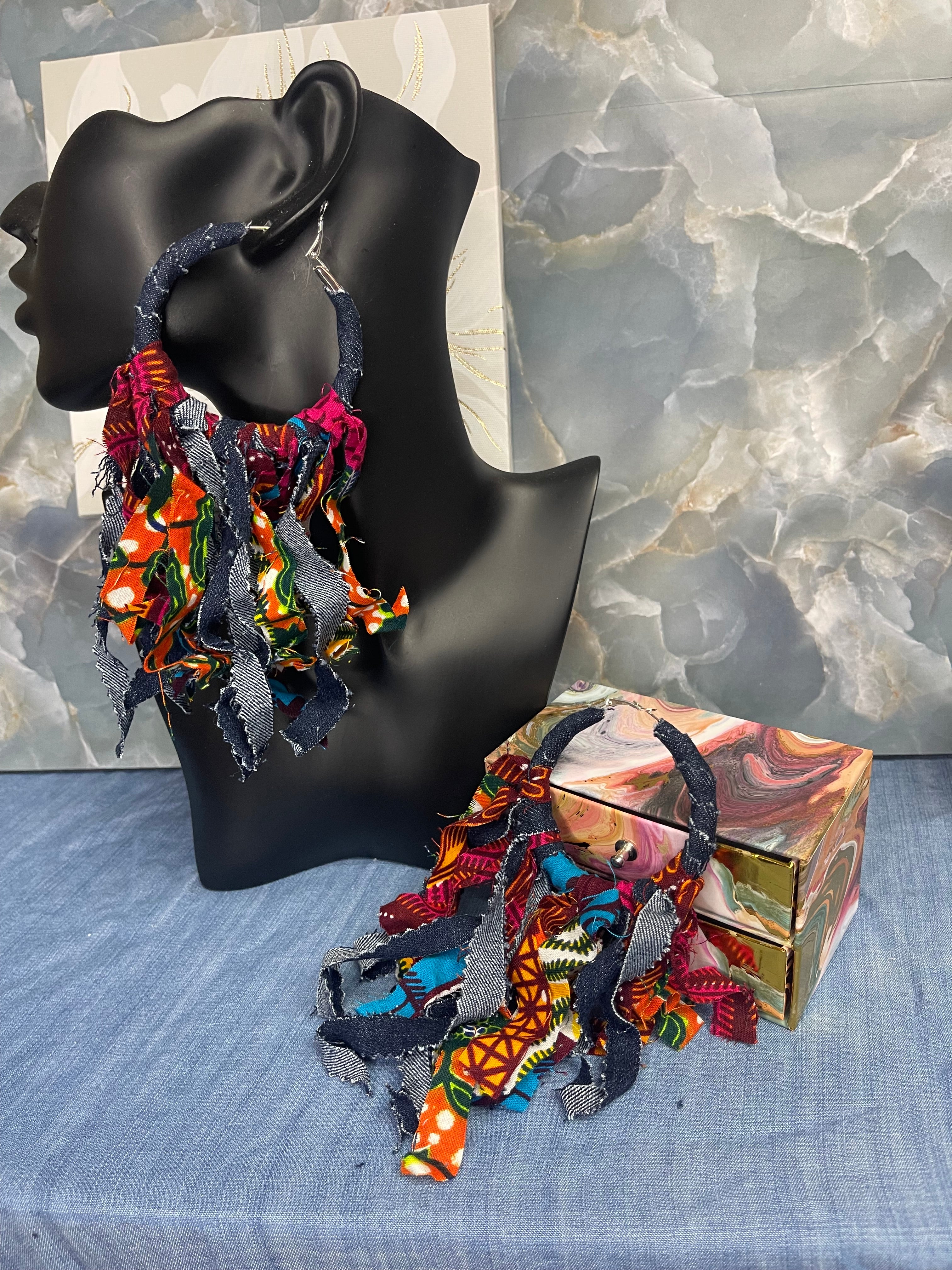 Kustom Tassel Earrings-Boho Denim