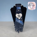 Handmade Kustom Denim Fringe Tie