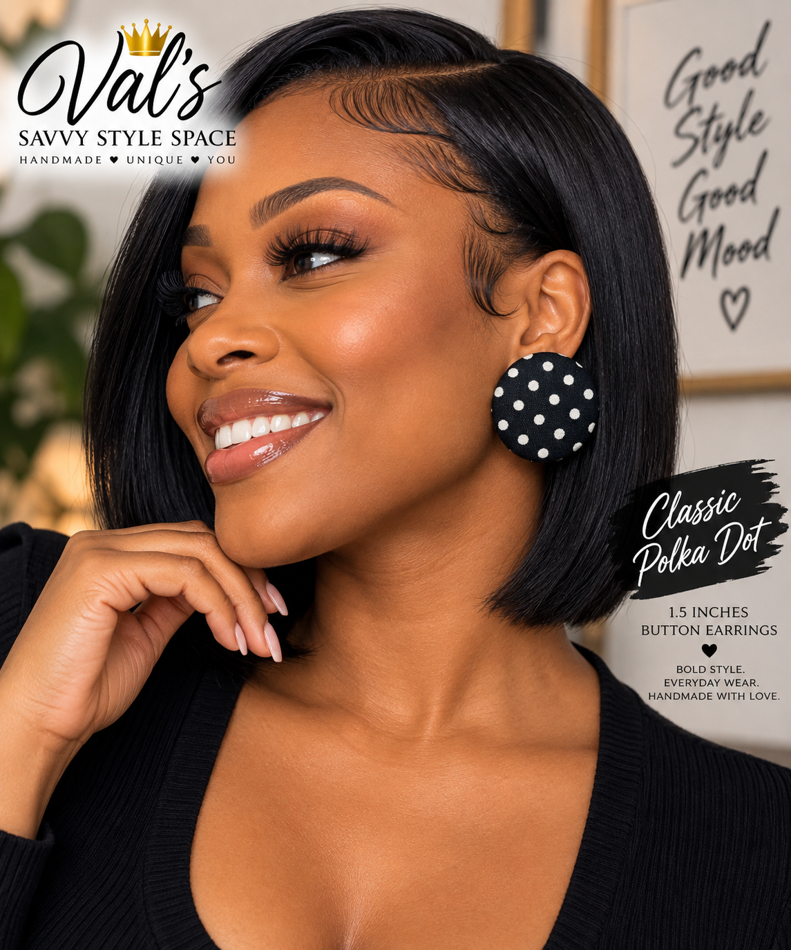 VSSS Signature Fabric Button Earrings