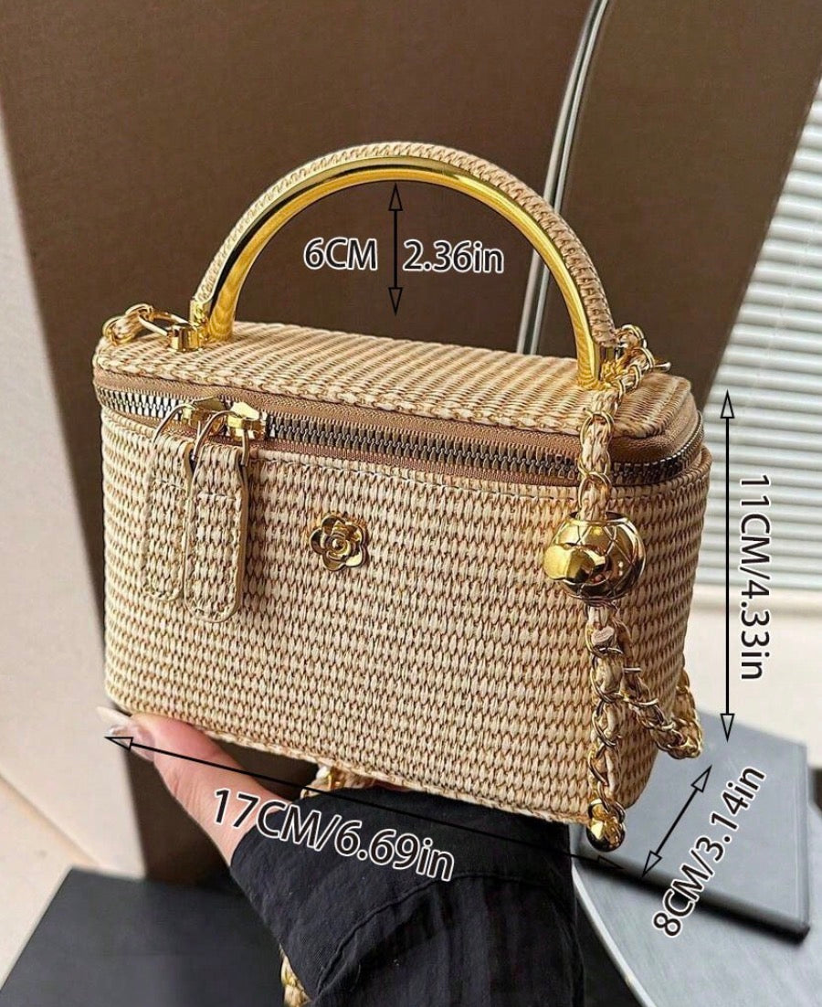Small Woven top handle crossbody purse