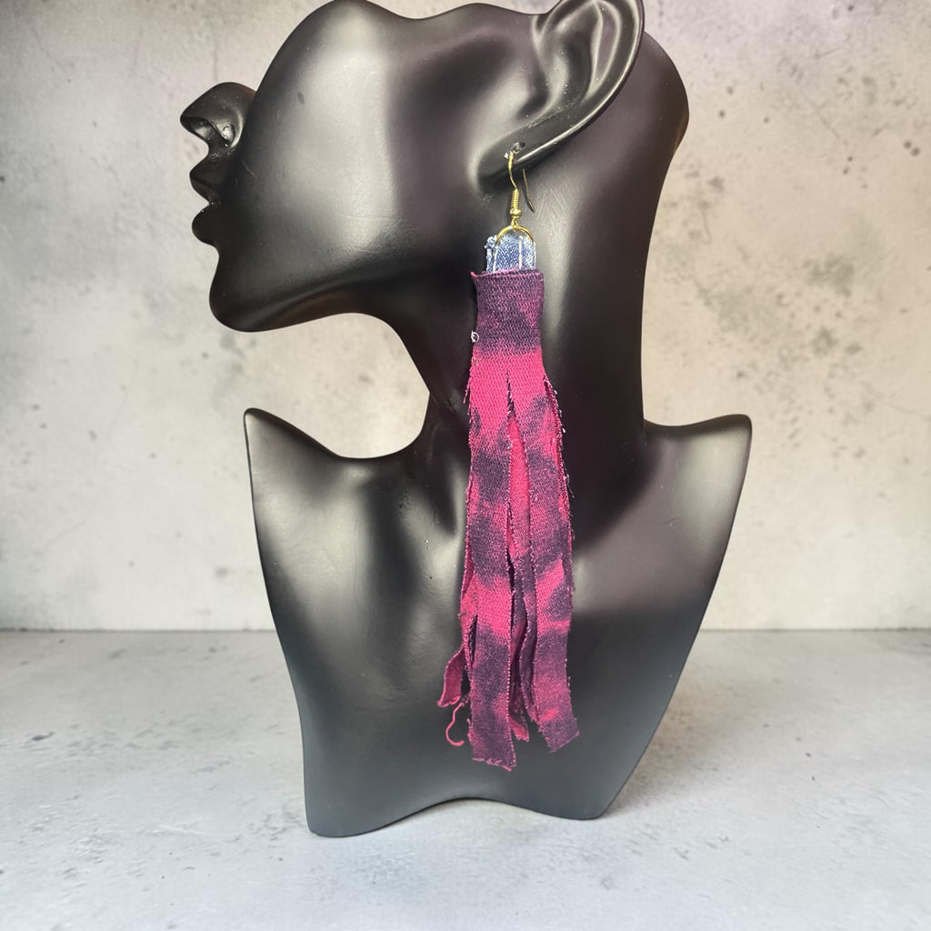 Kustom pink denim earrings