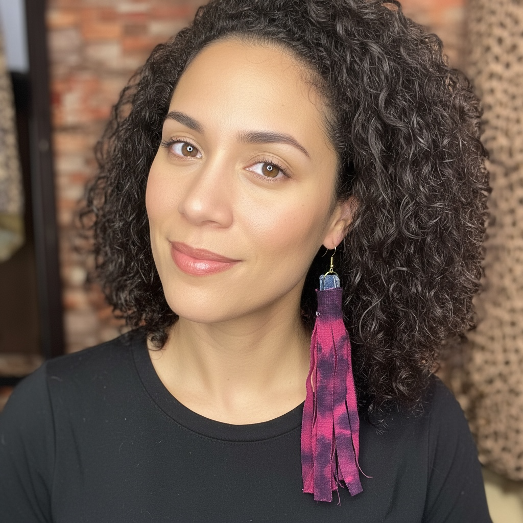 Kustom pink denim earrings