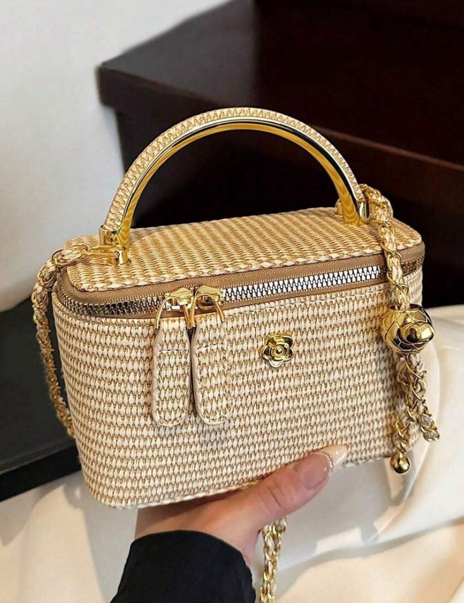 Small Woven top handle crossbody purse