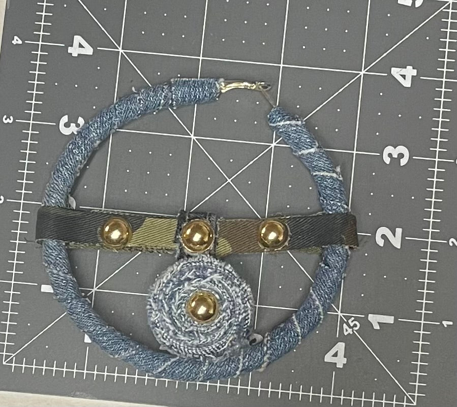 Kustom Earrings-Denim Pinwheel