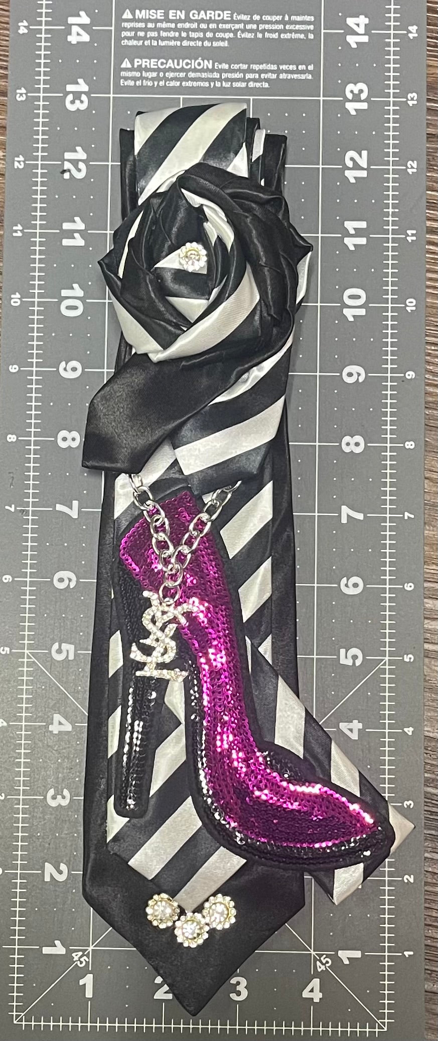 Kustom Double Val Tie-Striped Pink Heel