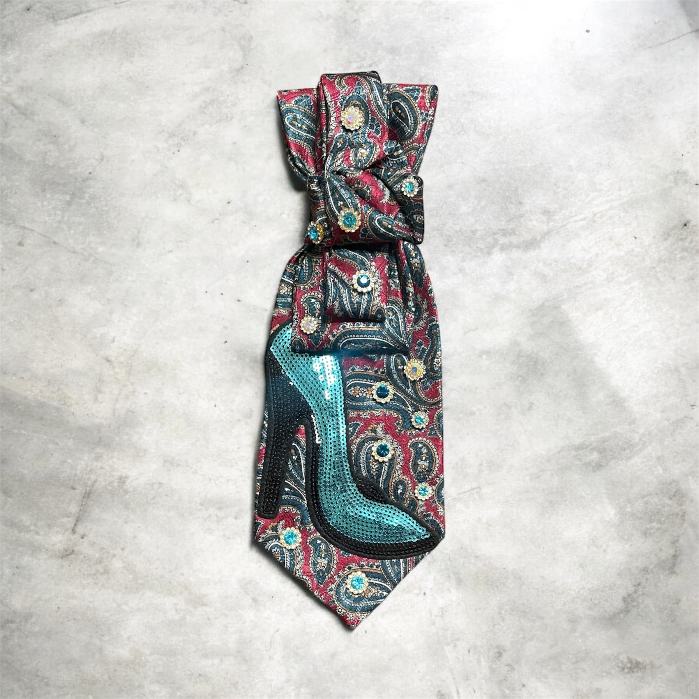 Kustom Val Tie-Paisley Teal Heel
