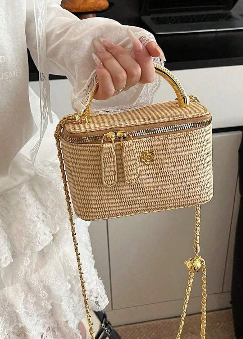 Small Woven top handle crossbody purse