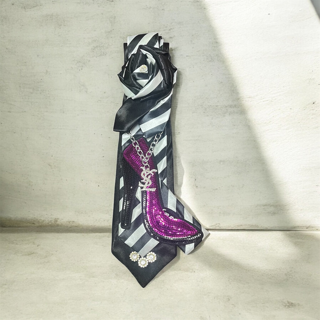 Kustom Double Val Tie-Striped Pink Heel