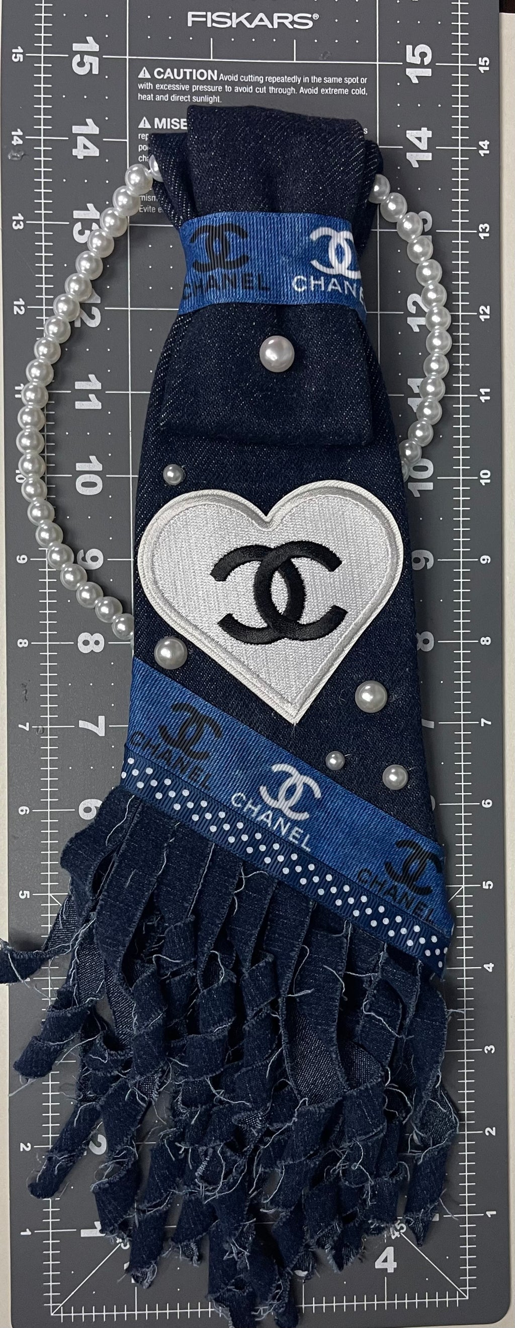 Handmade Kustom Denim Fringe Tie