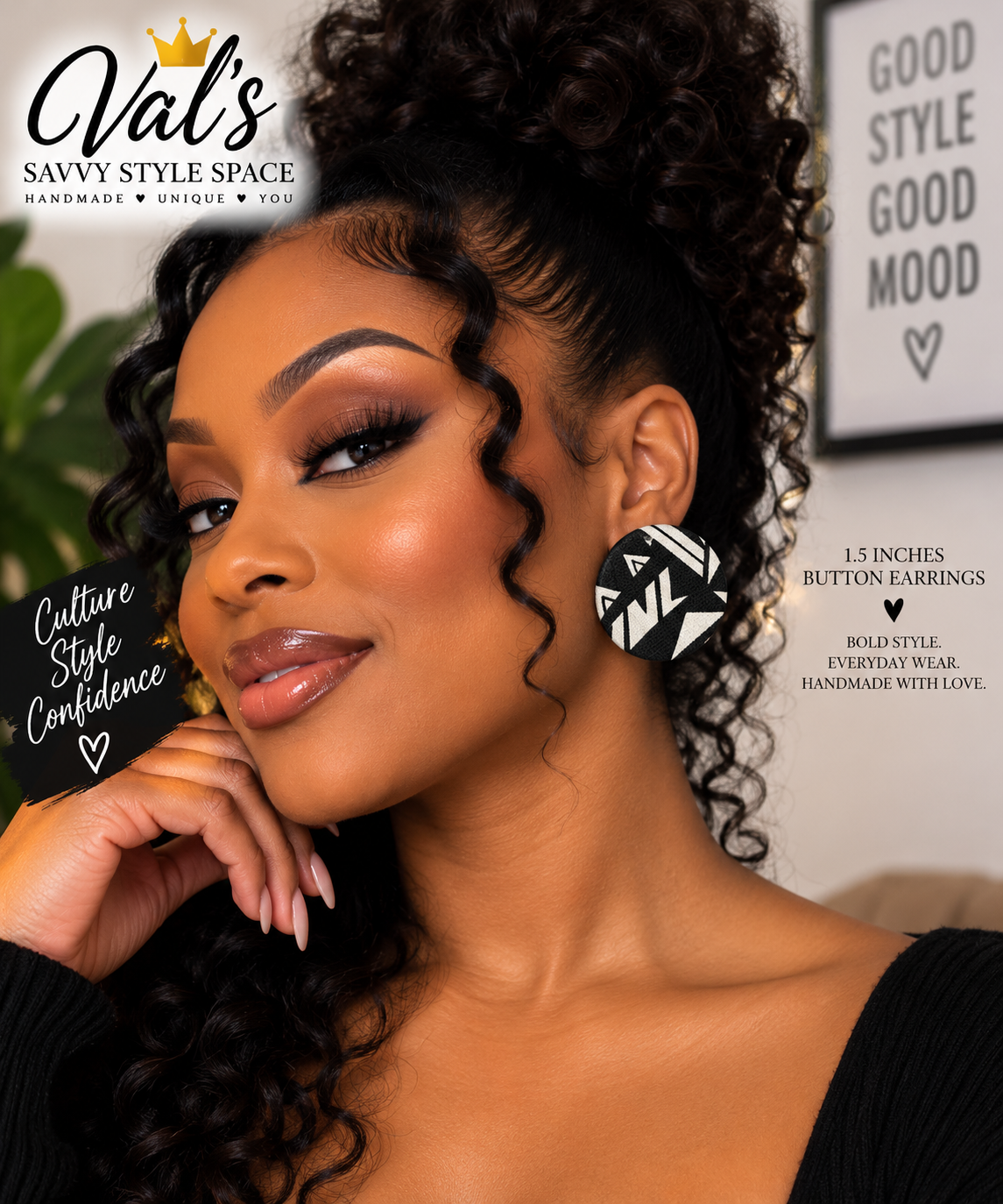 VSSS Signature Fabric Button Earrings