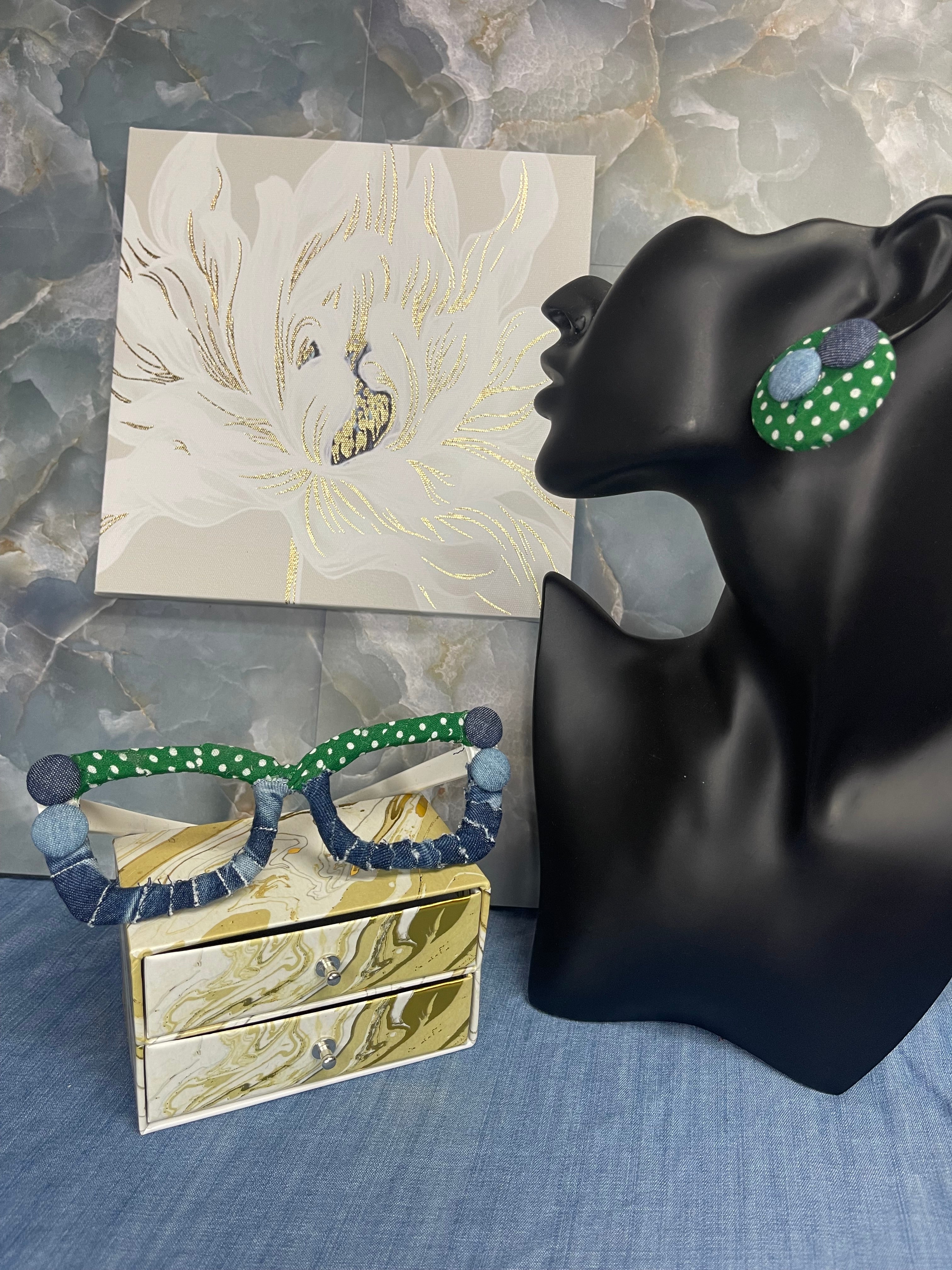 Kustom No Lense Glasses and Button Earring Set