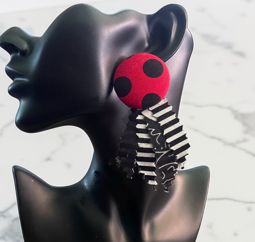 Kustom Button Tassel Earrings