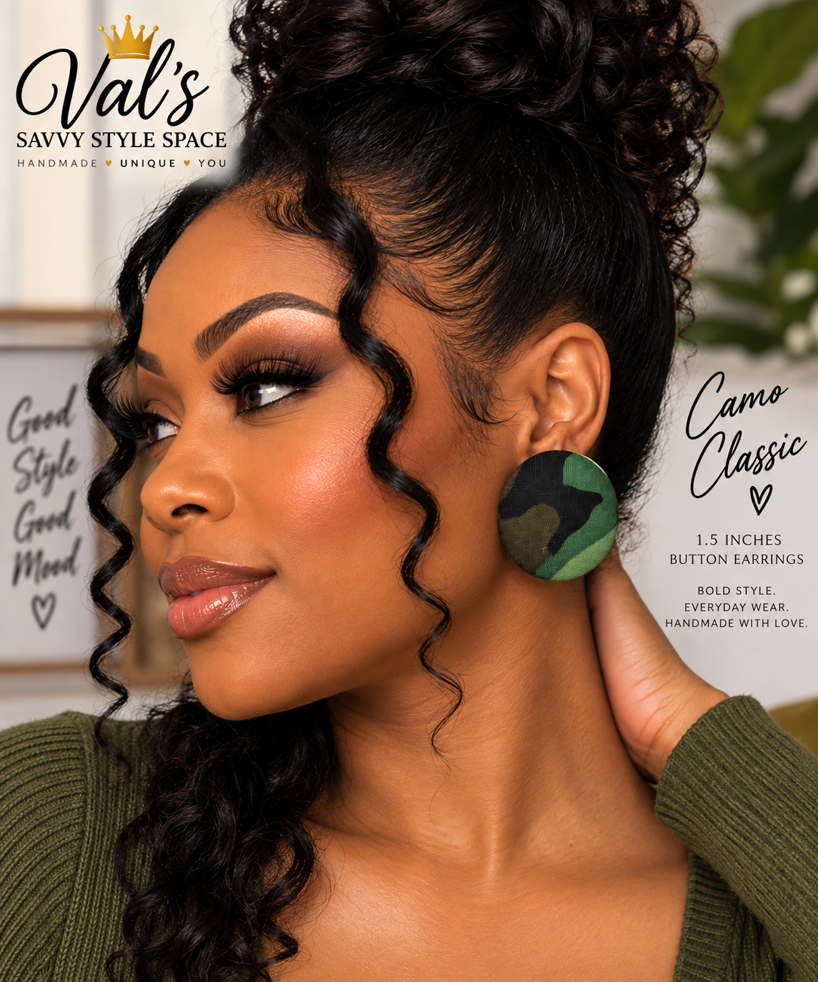VSSS Signature Fabric Button Earrings