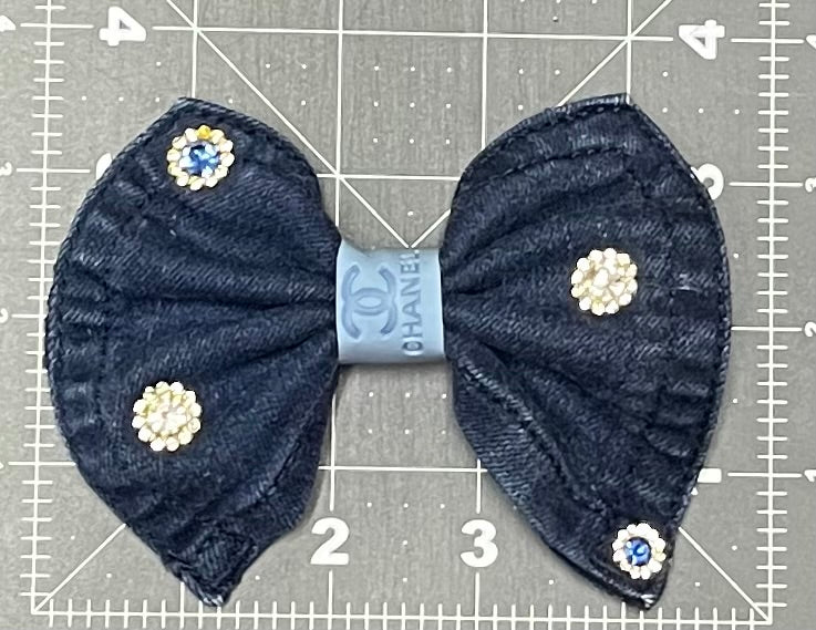 Denim Brooch and Earring Set