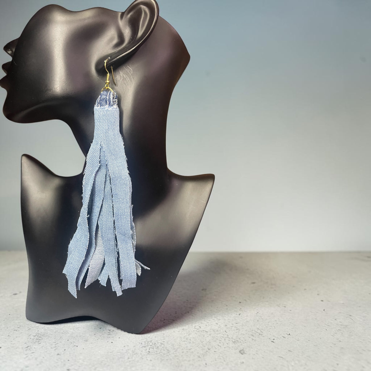 Kustom Denim Tassel Earrings