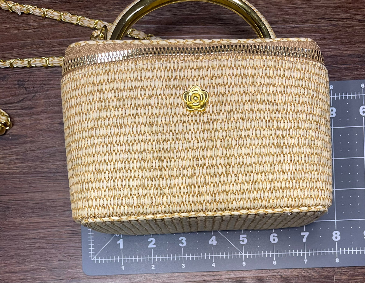 Small Woven top handle crossbody purse
