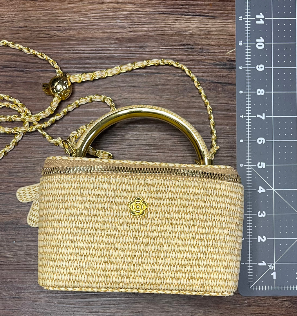 Small Woven top handle crossbody purse