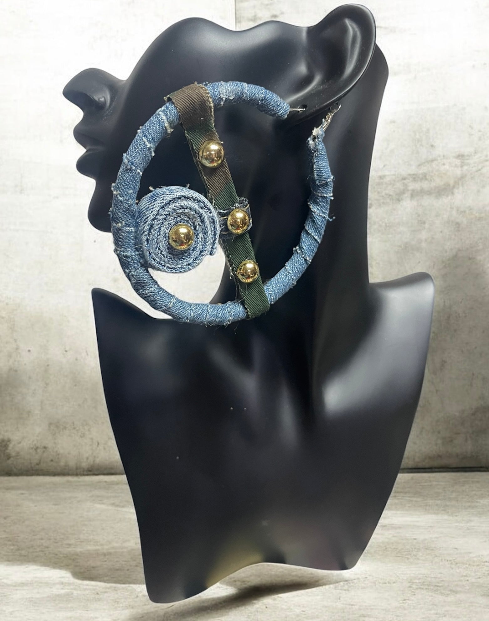 Kustom Earrings-Denim Pinwheel