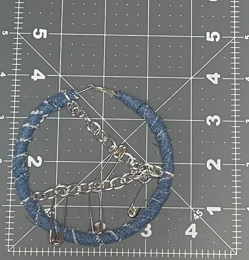 Kustom Earrings-Denim Chain Pin