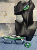 Kustom No Lense Glasses and Button Earring Set