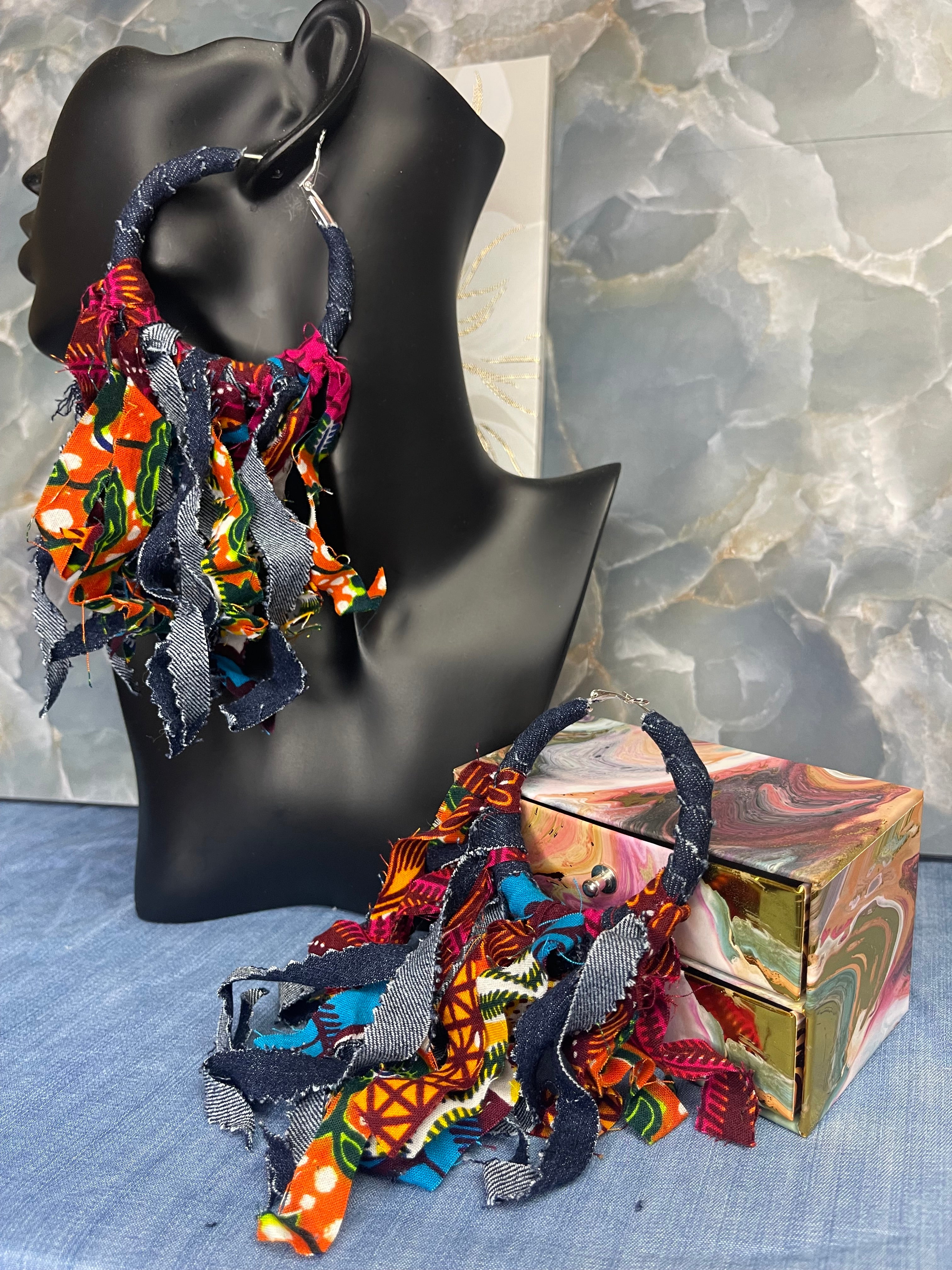 Kustom Tassel Earrings-Boho Denim