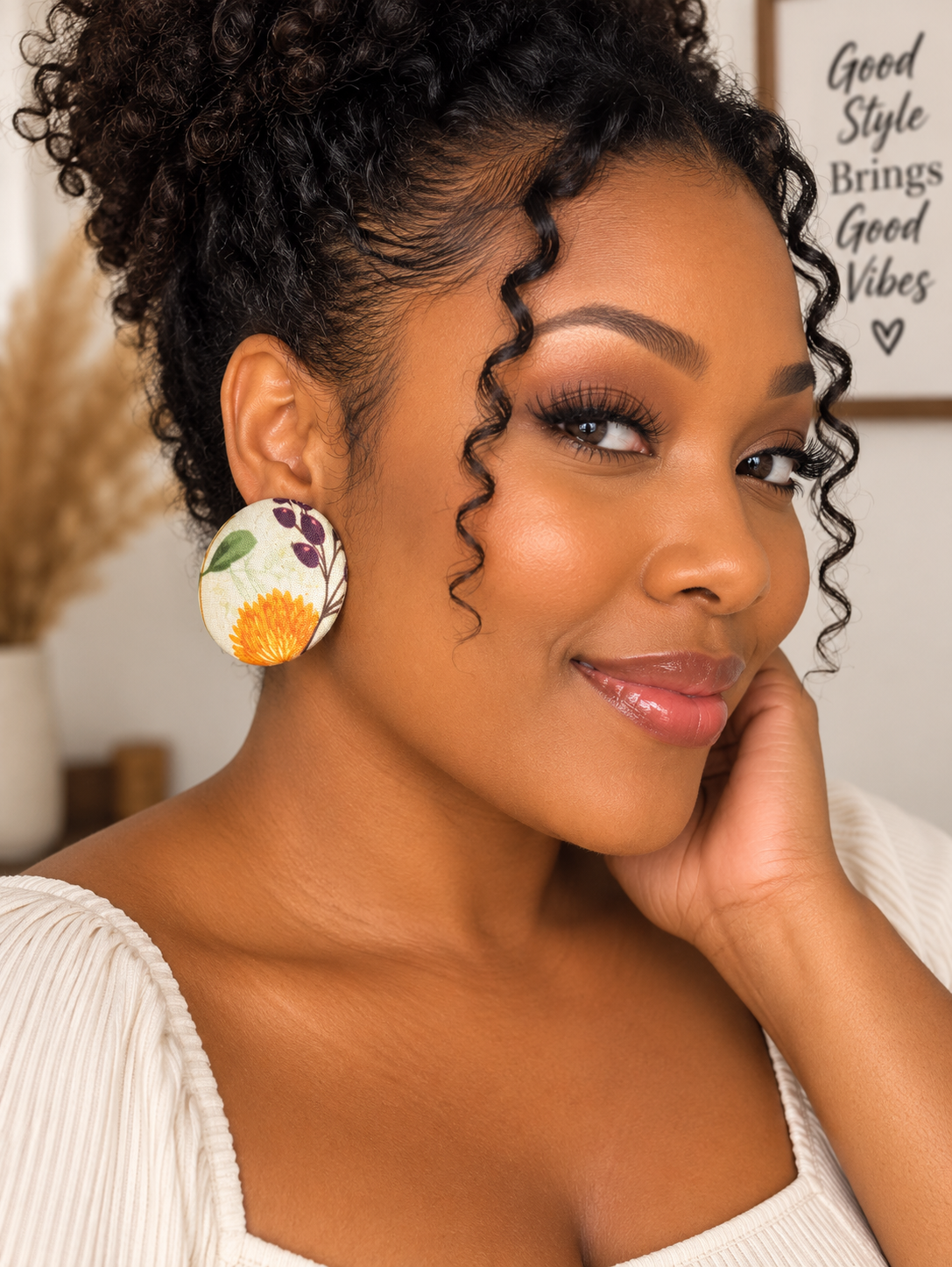 VSSS Signature Fabric Button Earrings