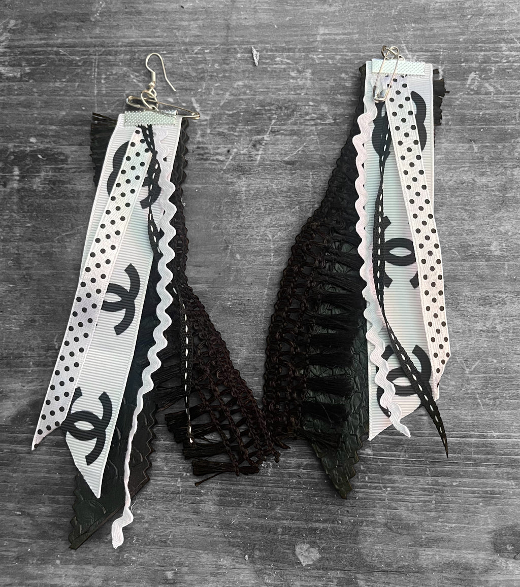 Elevated Signature Mixed Print Tassel Earrings