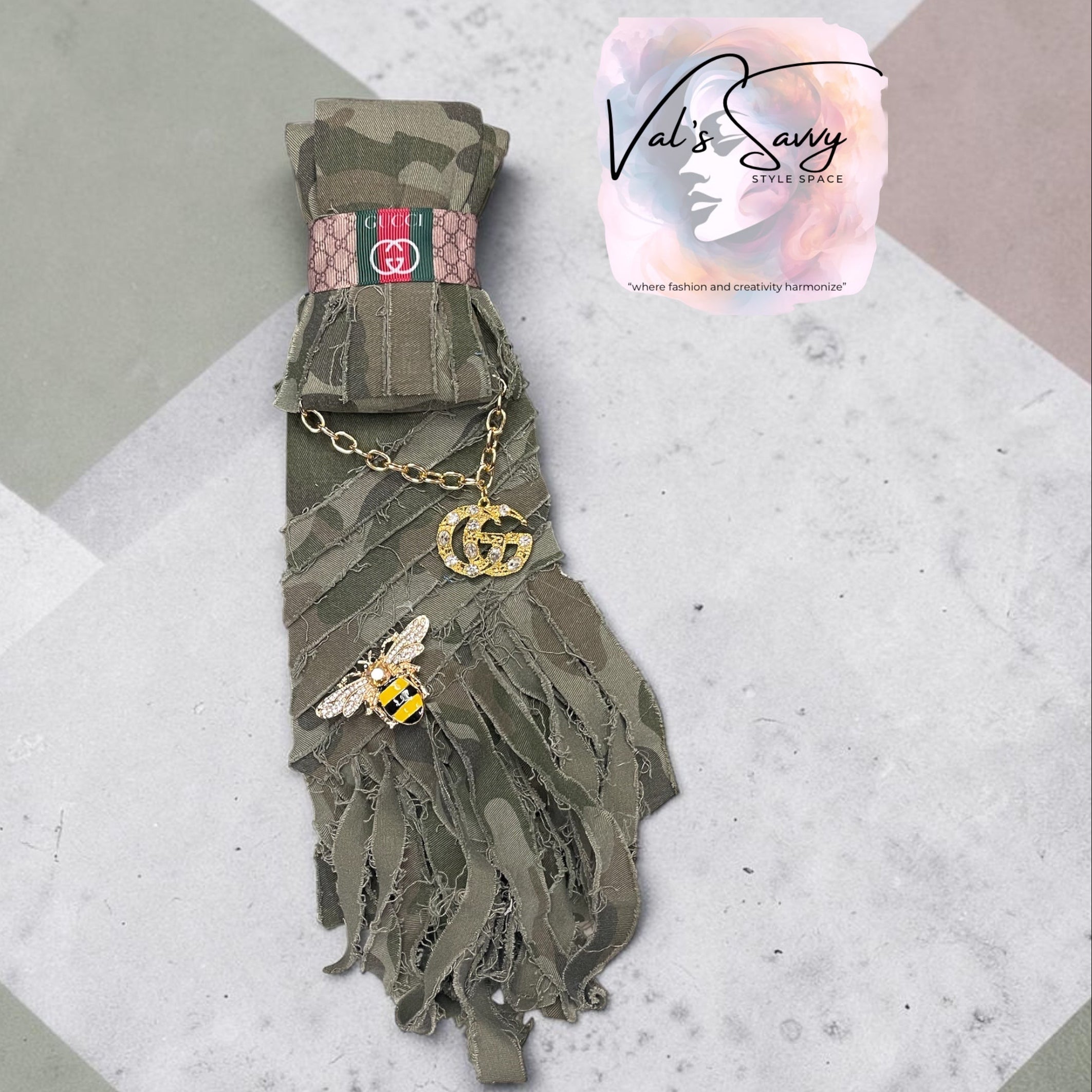 Handmade Kustom Camo Fringe Tie